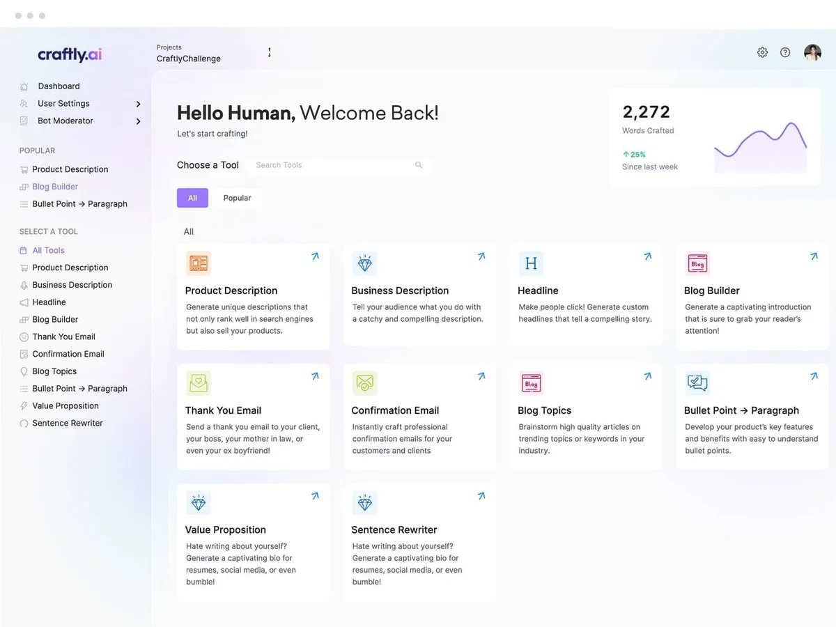 Craftly.ai : test de l'interface de ce logiciel de ventes par IA pour entreprise Craftly.ai : test de l'interface de ce logiciel de ventes par IA pour entreprise