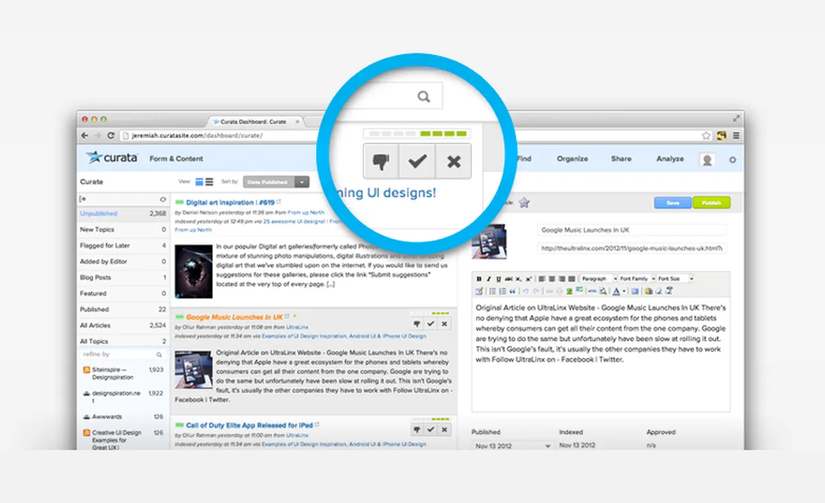 Curata : test de l'interface de ce logiciel de marketing de contenu pour entreprise