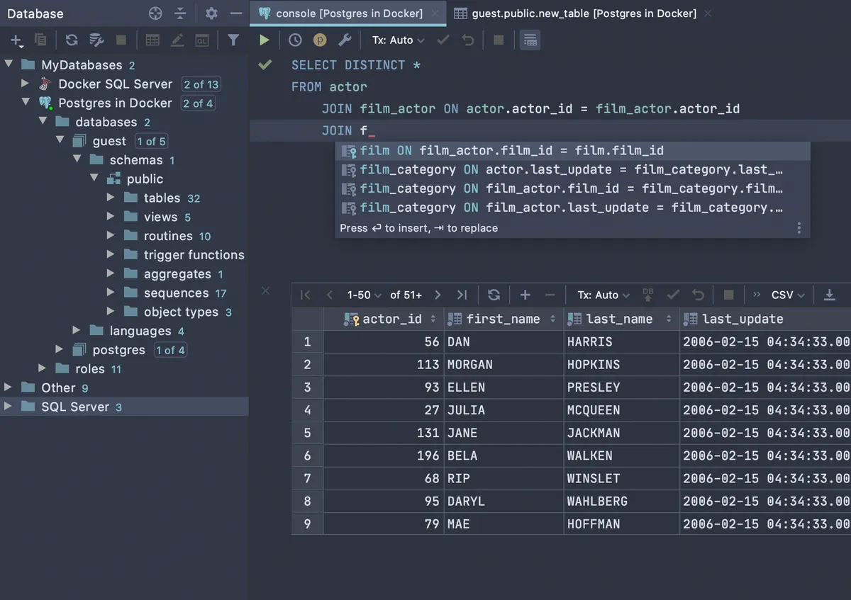 DataGrip : test de l'interface de cette base de données pour entreprise DataGrip : test de l'interface de cette base de données pour entreprise