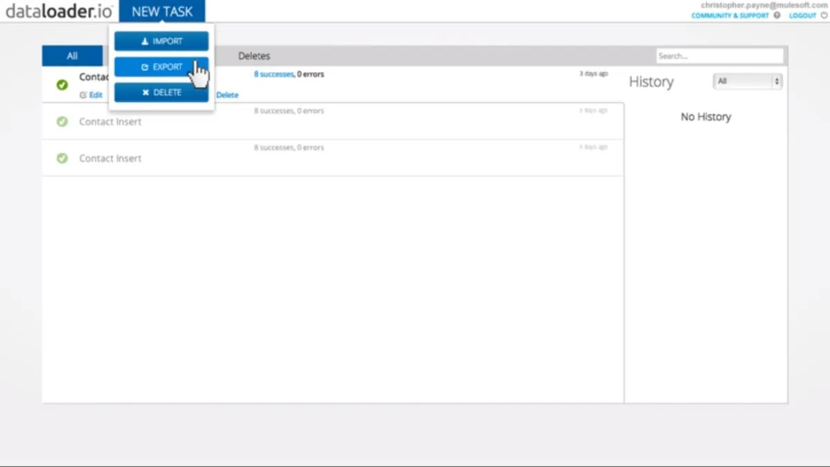 Dataloader : test de l'interface de ce logiciel de saisie électronique de données pour entreprise