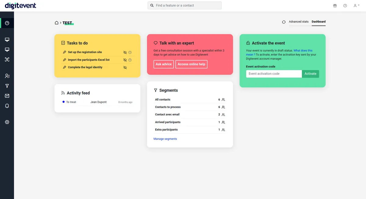 Digitevent : test de l'interface de ce logiciel de gestion d'événements pour entreprise