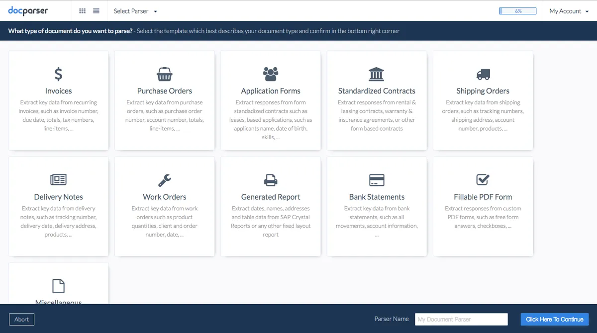 Docparser : test de l'interface de ce logiciel d'extraction de données pour entreprise