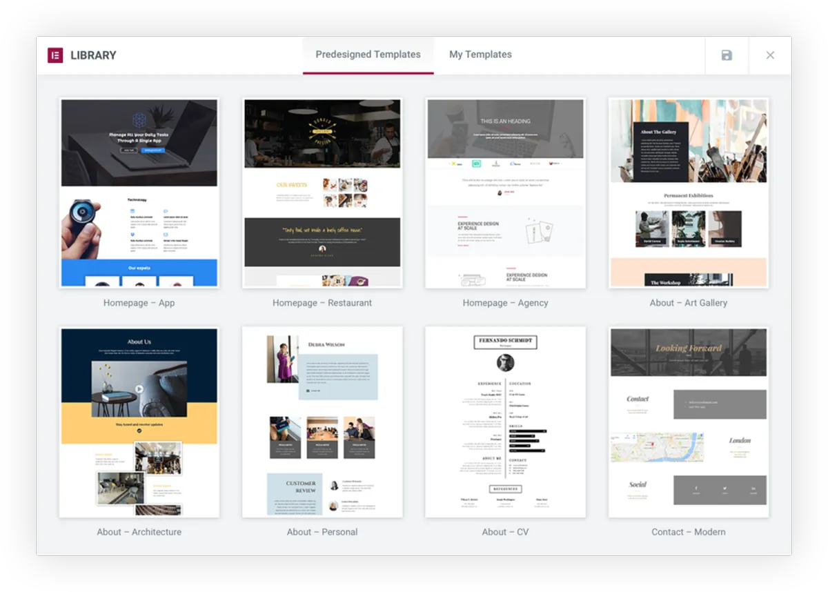 Elementor : test de l'interface de ce template de site web pour entreprise
