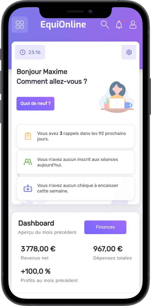 EquiOnline : test de l'interface de ce logiciel pour vétérinaire / zoo pour entreprise