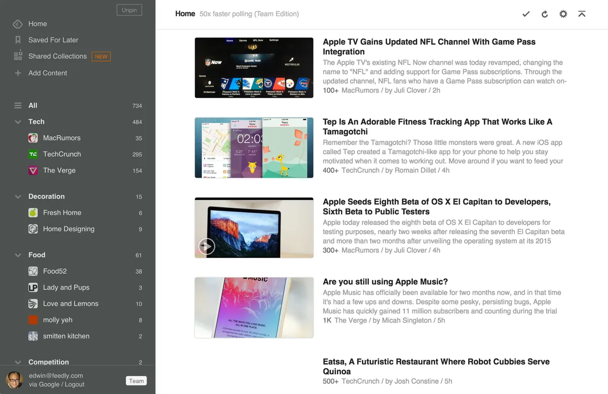 Feedly : test de l'interface de ce lecteur de flux RSS pour entreprise