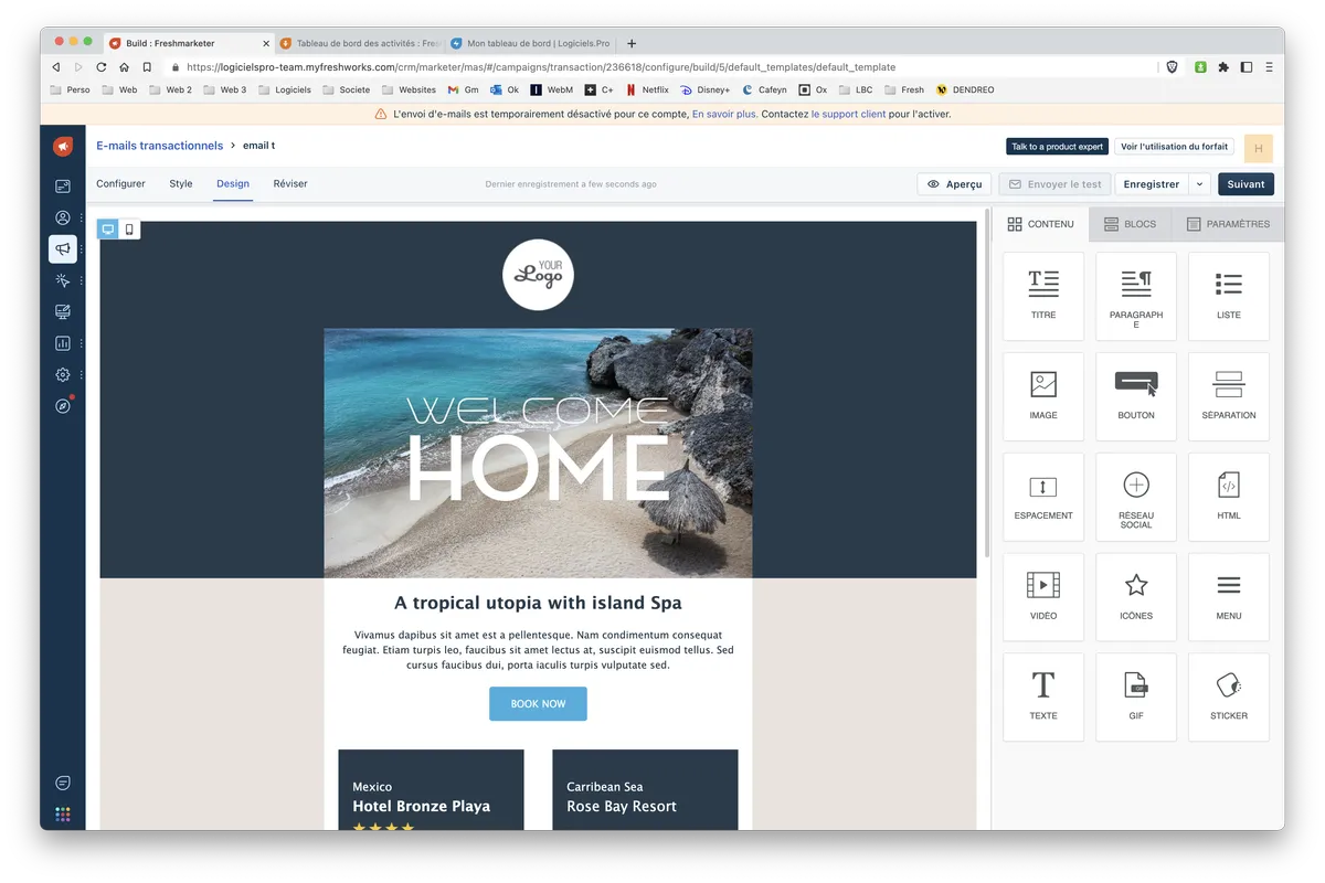 Freshmarketer : fonctionnalité email transactionnel