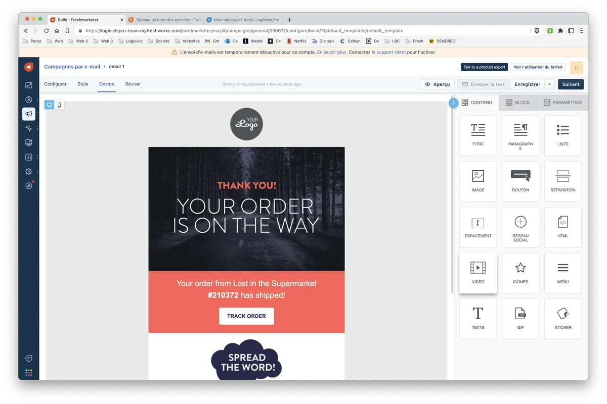 Freshmarketer : fonctionnalité emailing