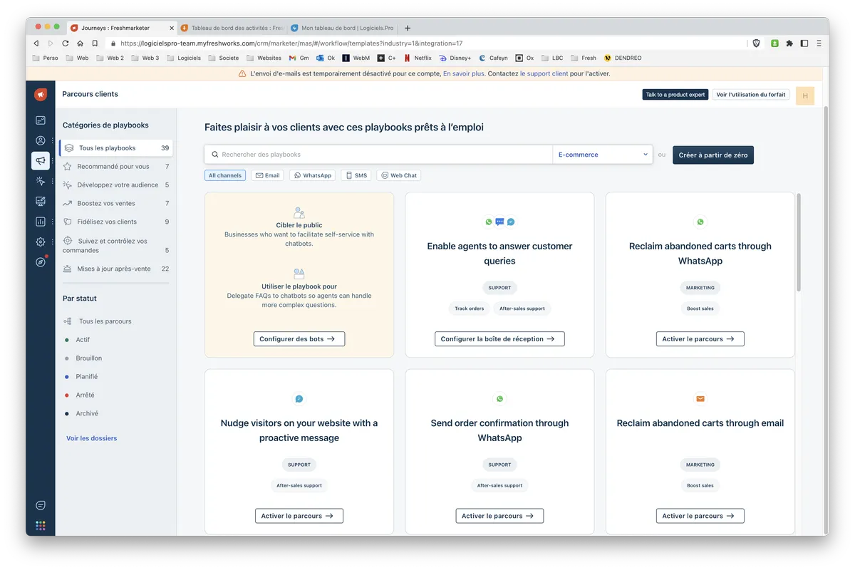 Freshmarketer : fonctionnalité playbooks