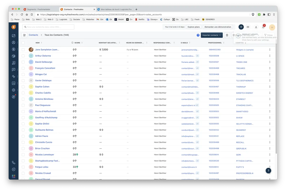 Freshsales : fonctionnalité gestion des contacts 1 Freshsales : fonctionnalité gestion des contacts 1