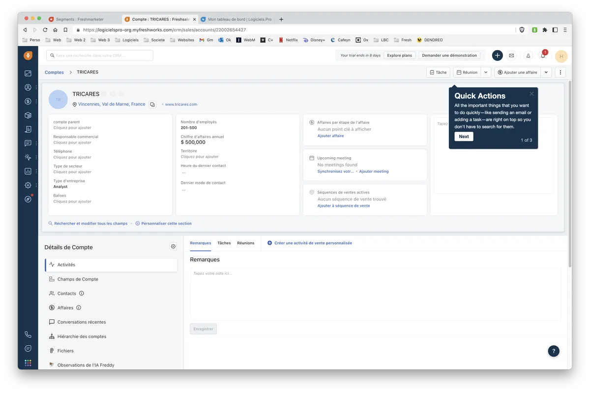 Freshsales : fonctionnalité gestion des comptes / entreprises Freshsales : fonctionnalité gestion des comptes / entreprises
