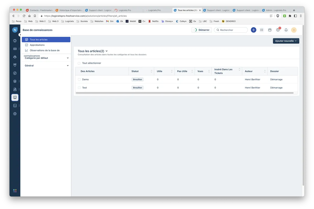 Freshservice : fonctionnalité base de connaissances Freshservice : fonctionnalité base de connaissances