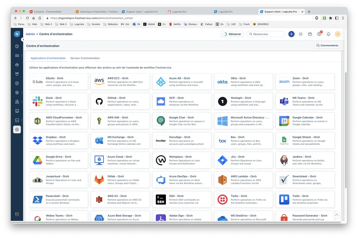 Freshservice : fonctionnalité configuration orchestration Freshservice : fonctionnalité configuration orchestration