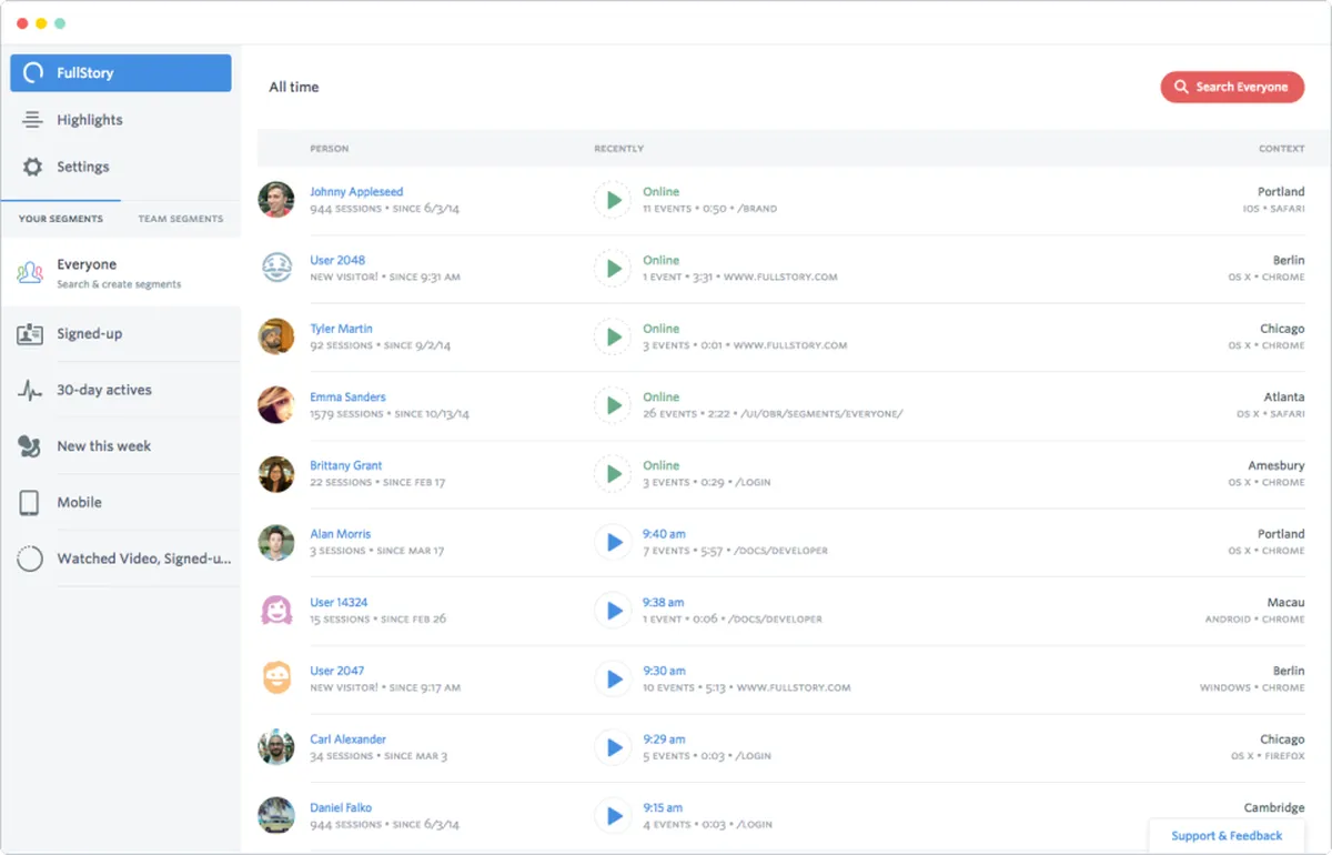 FullStory : test de l'interface de ce logiciel de business intelligence pour entreprise