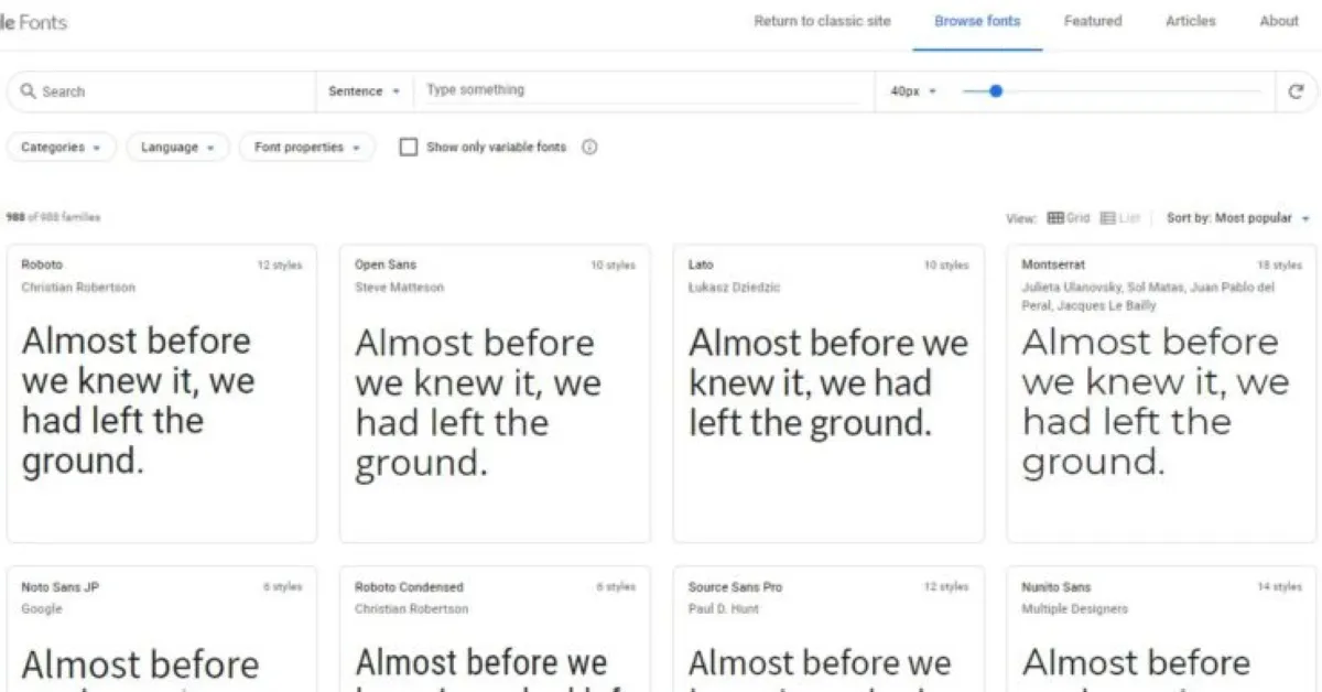 Google Fonts : test de l'interface de ce logiciel de typographie / polices de caractères / webfont pour entreprise Google Fonts : test de l'interface de ce logiciel de typographie / polices de caractères / webfont pour entreprise