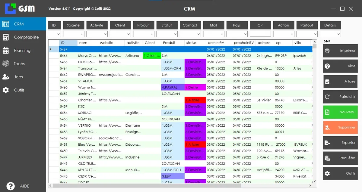 gsm capture ecran crm gsm capture ecran crm