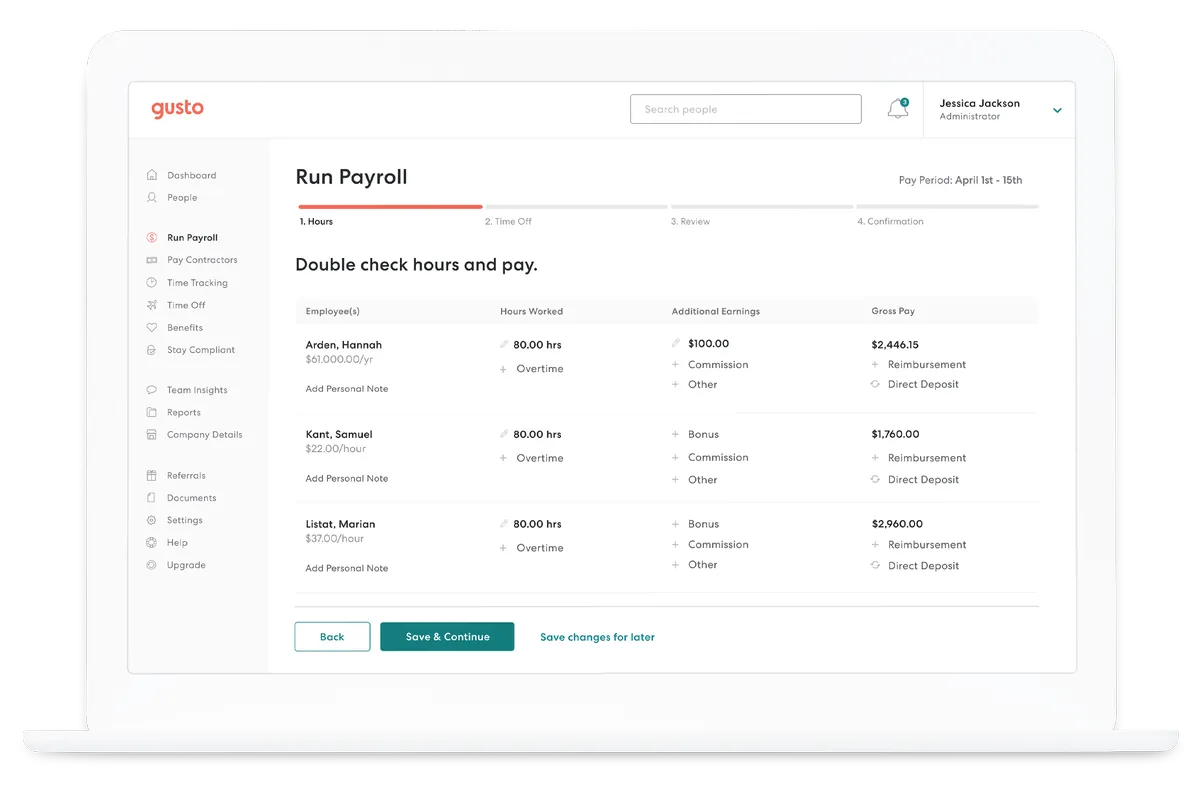 Gusto : test de l'interface de ce logiciel de paie pour entreprise Gusto : test de l'interface de ce logiciel de paie pour entreprise