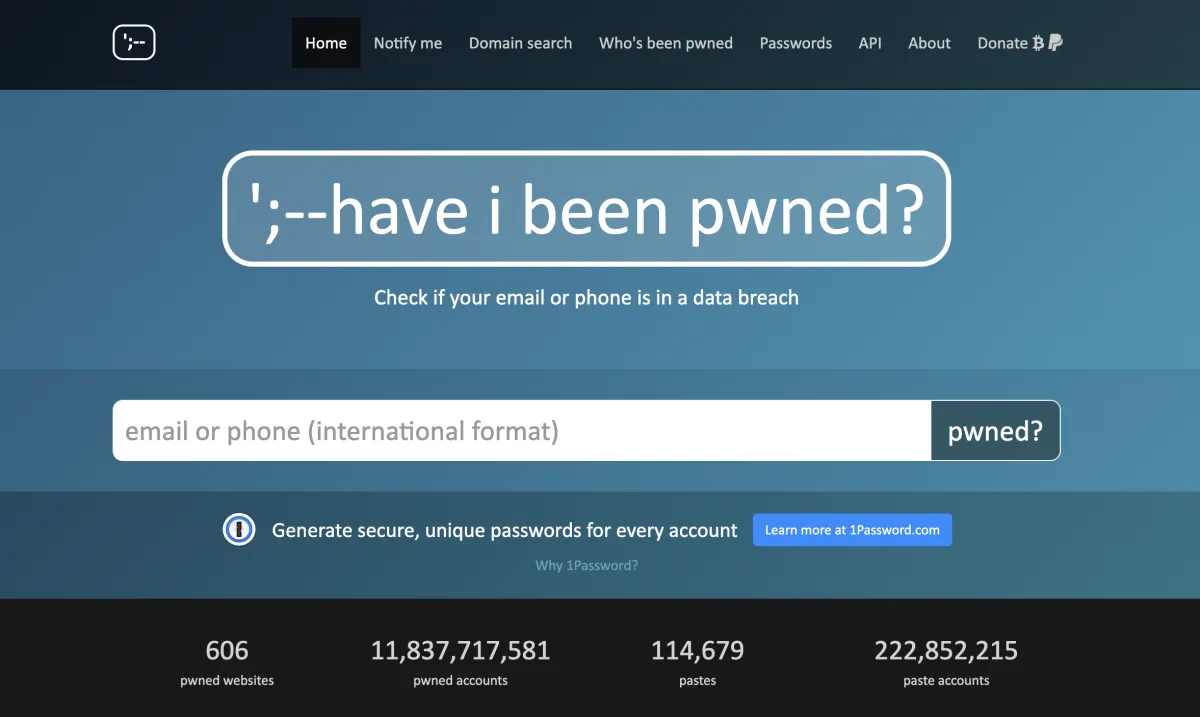 Have I Been Pwned : test de l'interface de ce logiciel de surveillance du dark web pour entreprise Have I Been Pwned : test de l'interface de ce logiciel de surveillance du dark web pour entreprise