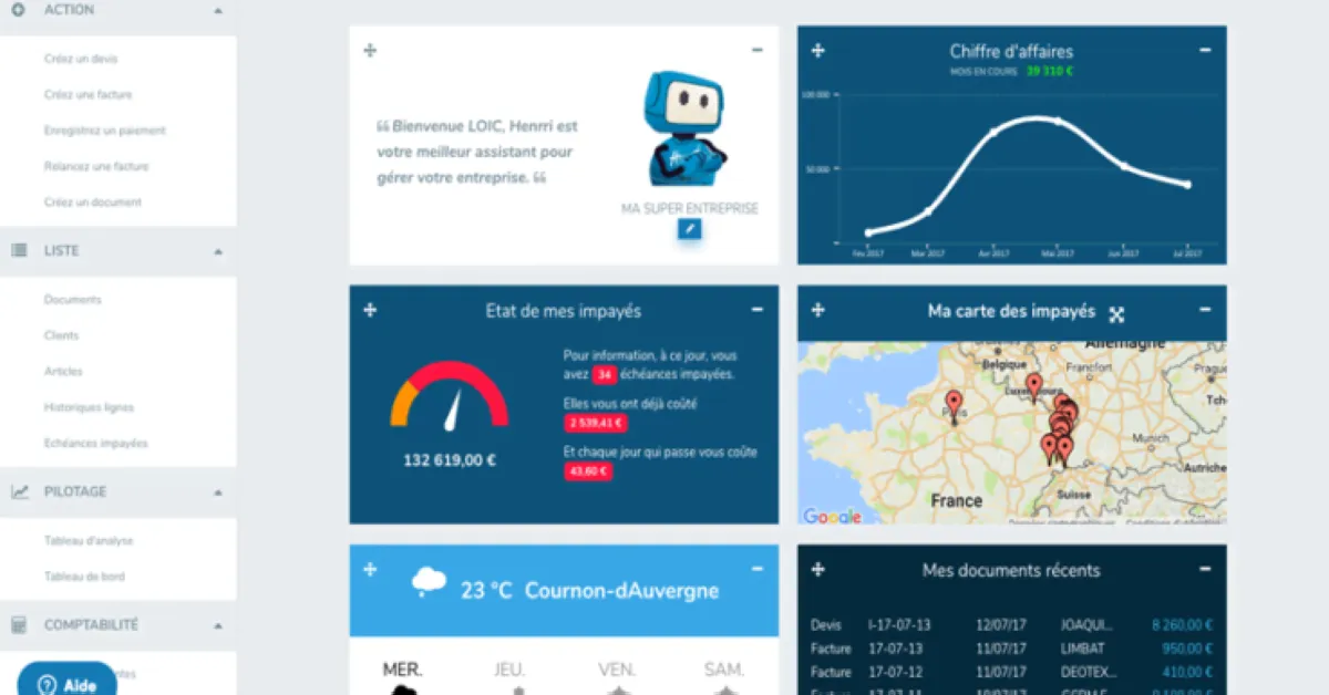 Henrri : test de l'interface de ce logiciel de facturation pour entreprise Henrri : test de l'interface de ce logiciel de facturation pour entreprise