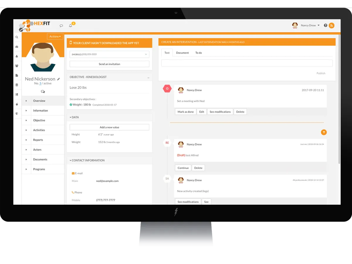 Hexfit : test de l'interface de ce logiciel pour coaching personnel pour entreprise Hexfit : test de l'interface de ce logiciel pour coaching personnel pour entreprise