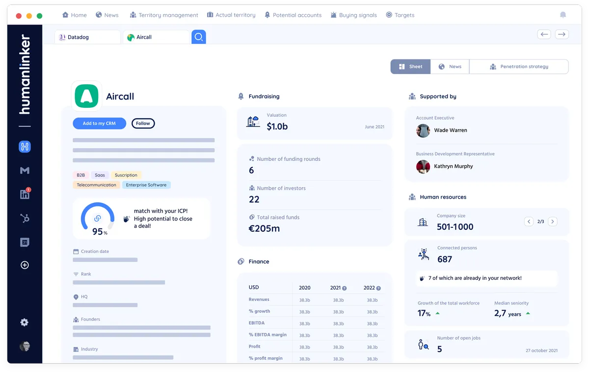 Humanlinker : test de l'interface de ce logiciel de capture de leads pour entreprise