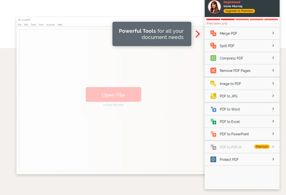 iLovePDF : test de l'interface de ce éditeur PDF pour entreprise