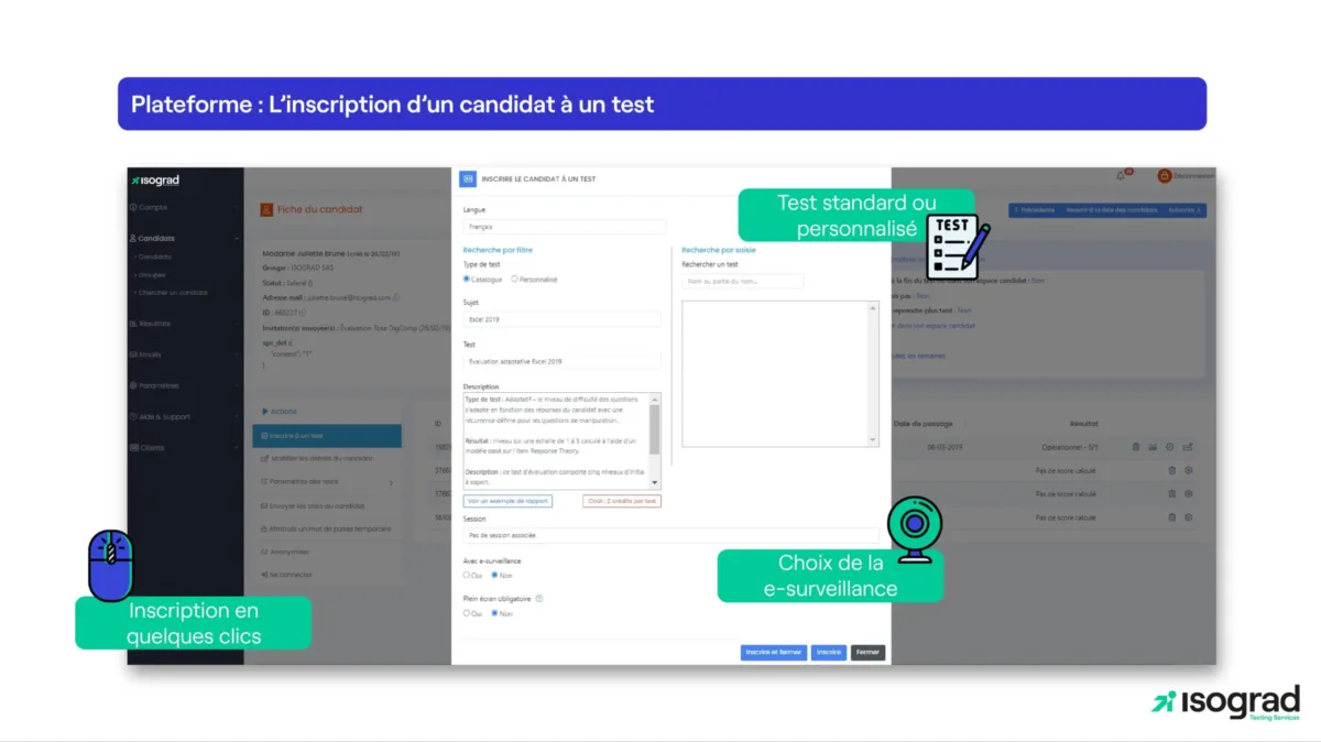 Isograd Testing Services : test de l'interface de ce logiciel d'évaluation des candidats / tests de recrutement pour entreprise Isograd Testing Services : test de l'interface de ce logiciel d'évaluation des candidats / tests de recrutement pour entreprise