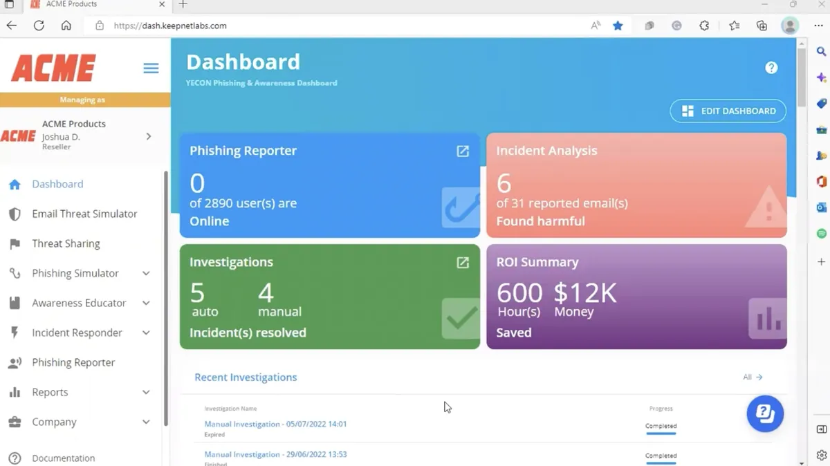 Keepnet Labs : test de l'interface de ce logiciel de cybersécurité / sécurité informatique pour entreprise Keepnet Labs : test de l'interface de ce logiciel de cybersécurité / sécurité informatique pour entreprise
