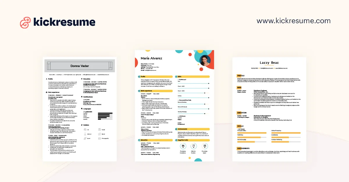 Kickresume : test de l'interface de ce logiciel d'analyse / création de CV pour entreprise
