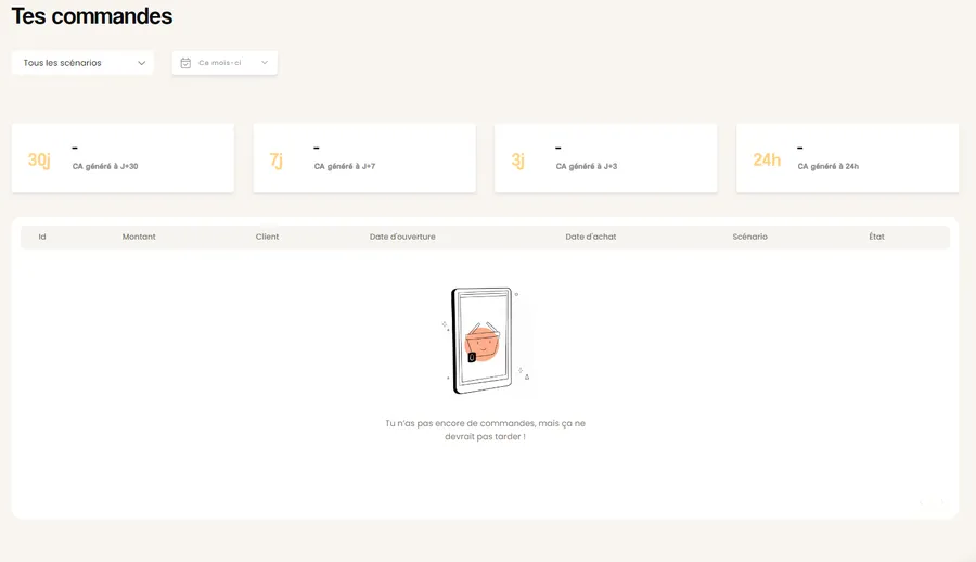 Kiliba : capture d'écran commandes
