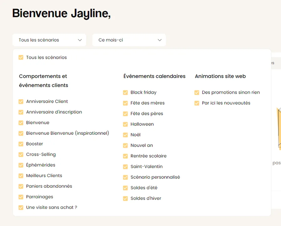 Kiliba : capture d'écran scénarios 2