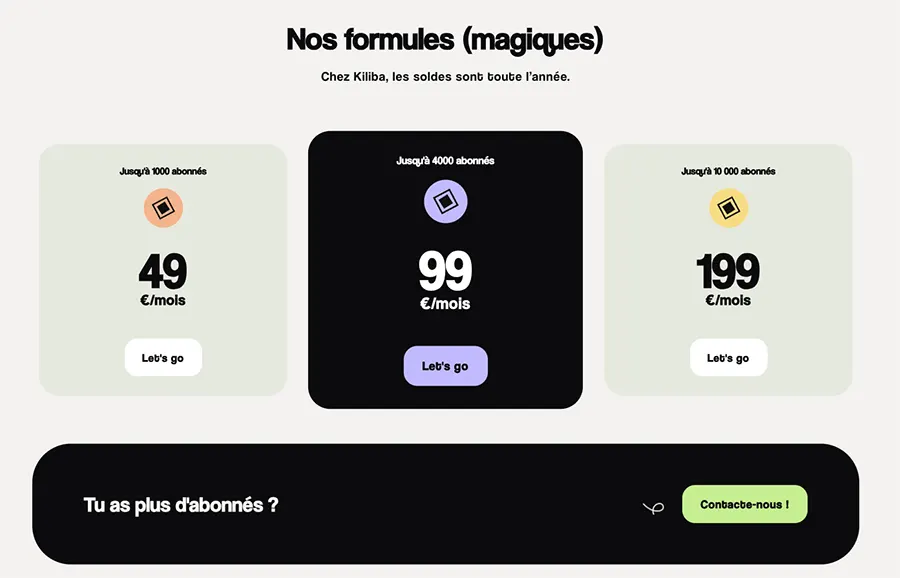Kiliba : prix