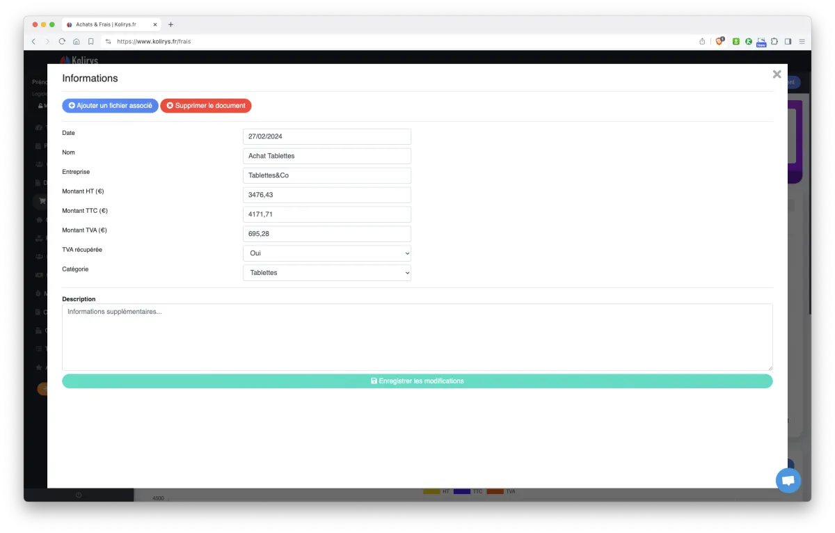 Kolirys : interface gestion des notes de frais Kolirys : interface gestion des notes de frais