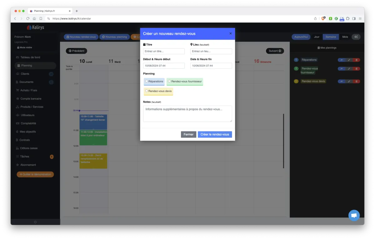 Kolirys : interface planning Kolirys : interface planning