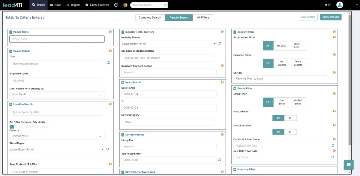Lead411 : test de l'interface de ce logiciel de gestion de leads pour entreprise