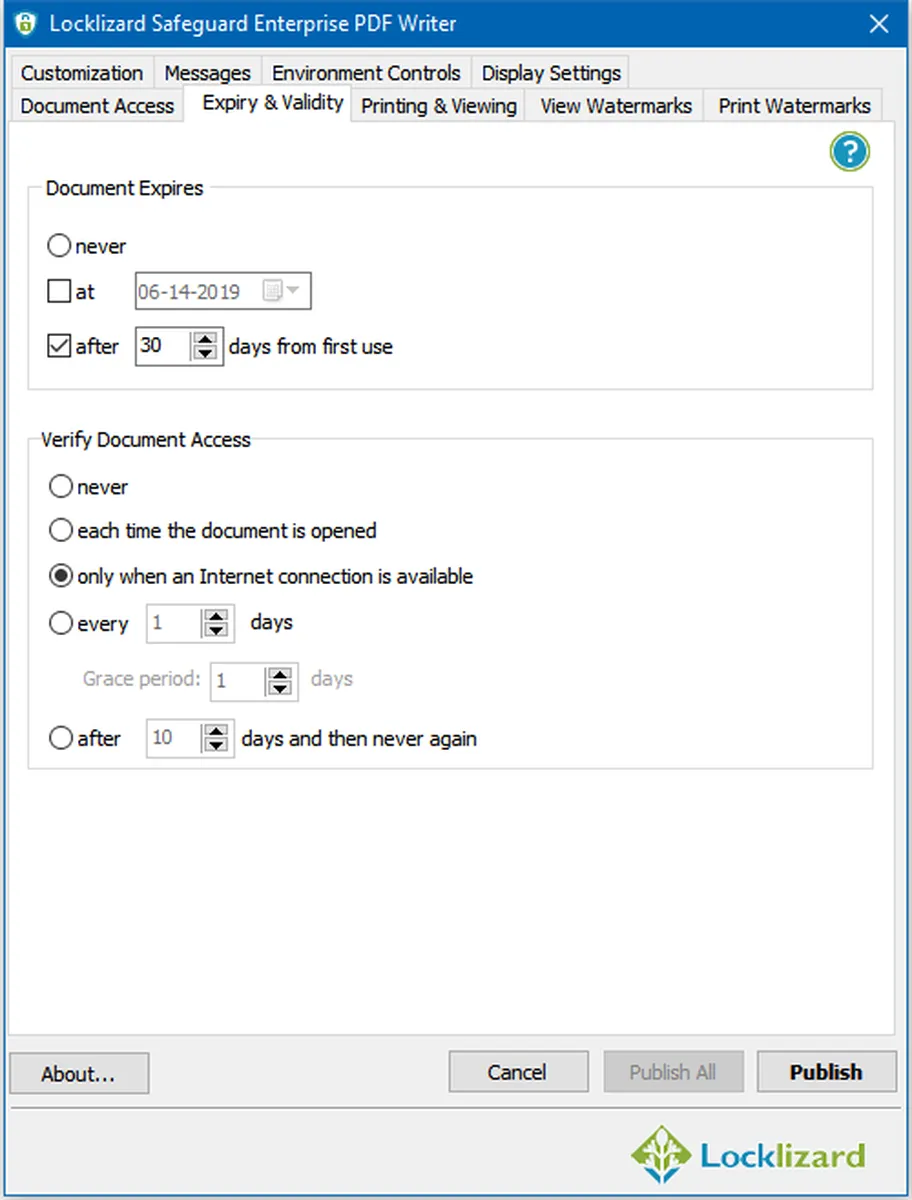 Lizard Safeguard PDF Security : test de l'interface de ce logiciel de gestion des droits numériques pour entreprise
