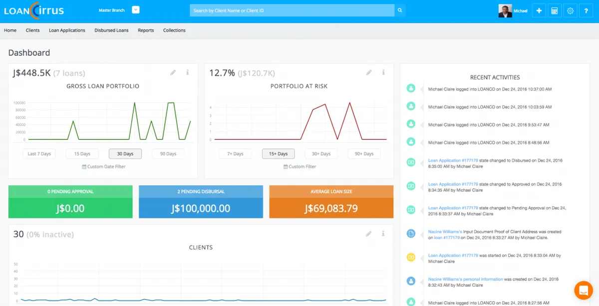 Loancirrus : test de l'interface de ce logiciel de gestion des prêts / hypothèques / garanties pour entreprise