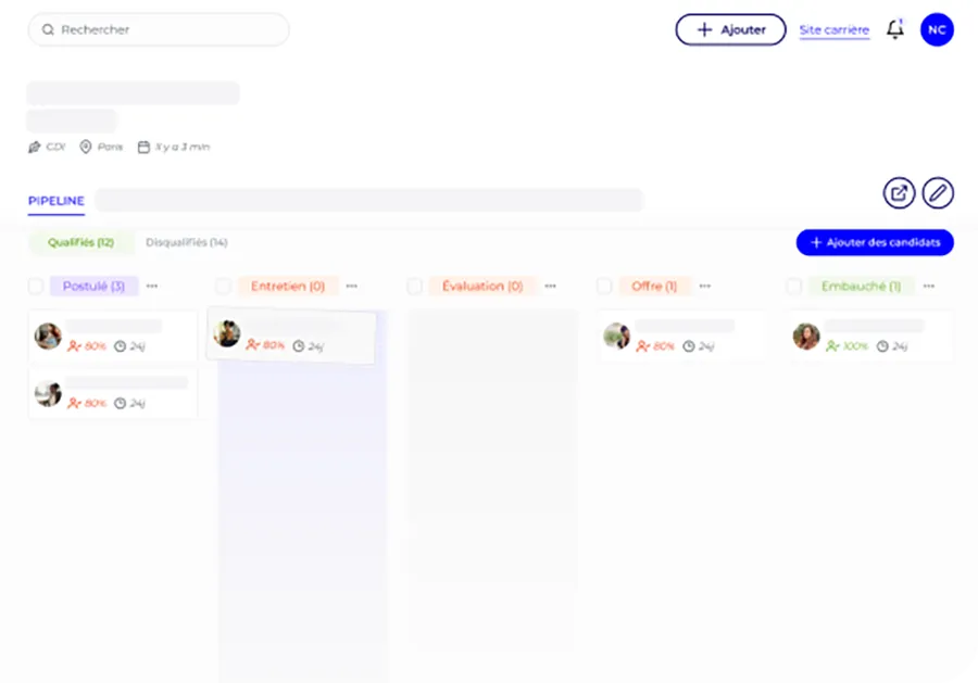 logiciel recrutement layan pipeline recrutements en cours