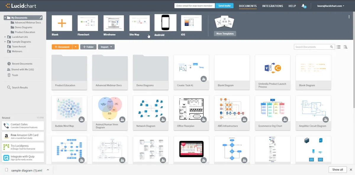 Lucidchart : test de l'interface de ce logiciel de diagramme pour entreprise