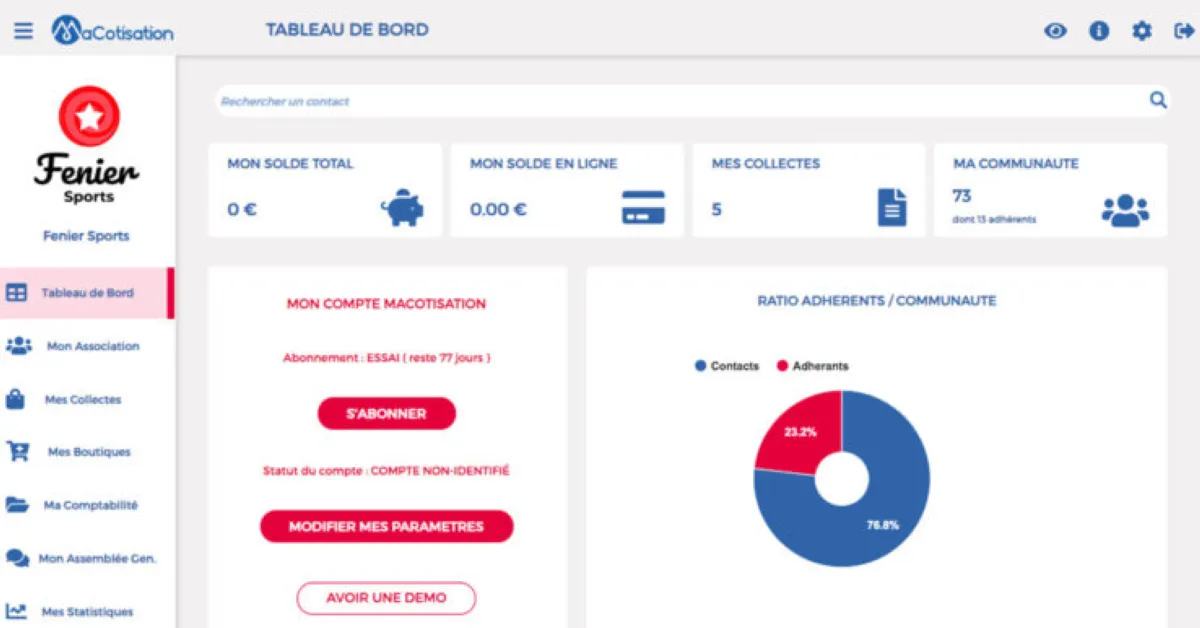 MaCotisation : test de l'interface de ce logiciel pour associations / ONG pour entreprise MaCotisation : test de l'interface de ce logiciel pour associations / ONG pour entreprise