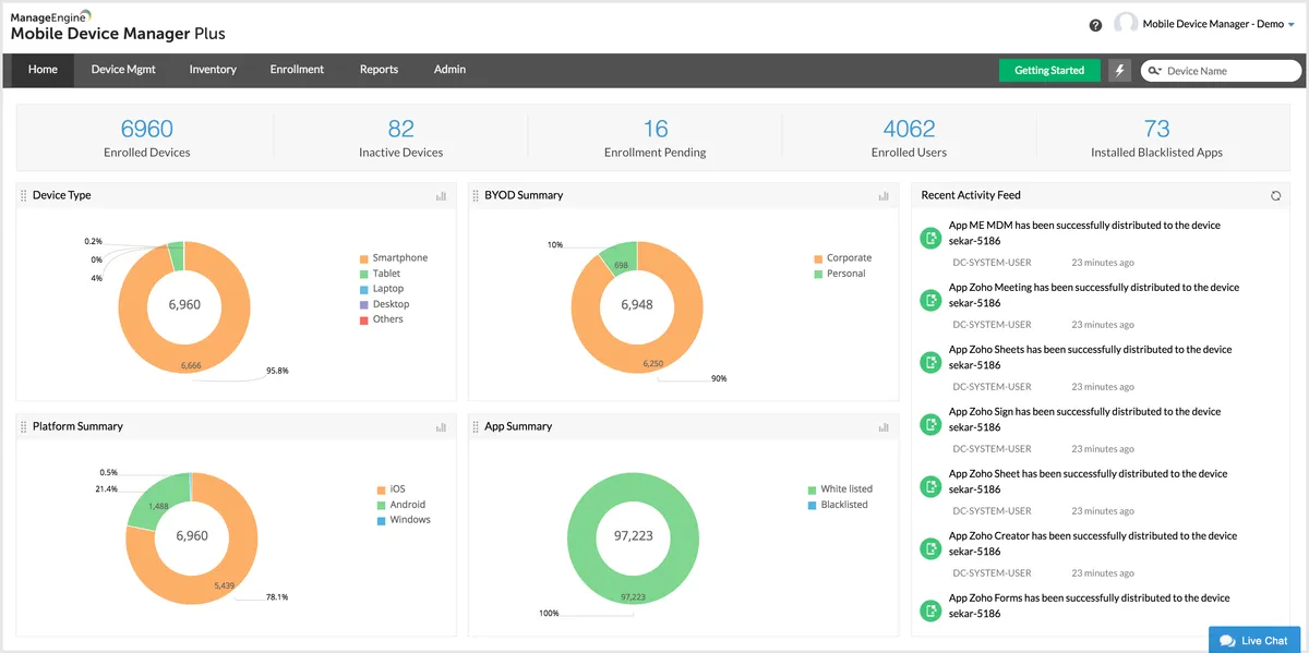 ManageEngine Mobile Device Manager Plus : test de l'interface de ce logiciel de gestion des appareils mobiles pour entreprise ManageEngine Mobile Device Manager Plus : test de l'interface de ce logiciel de gestion des appareils mobiles pour entreprise