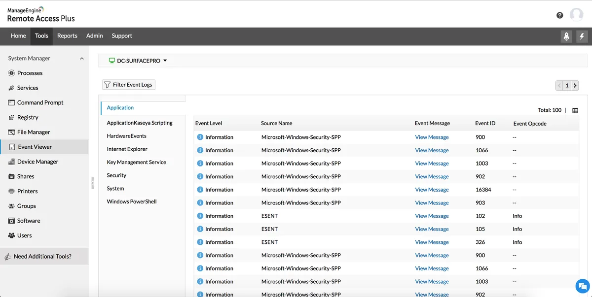 ManageEngine Remote Access Plus : test de l'interface de ce logiciel de bureau à distance pour entreprise