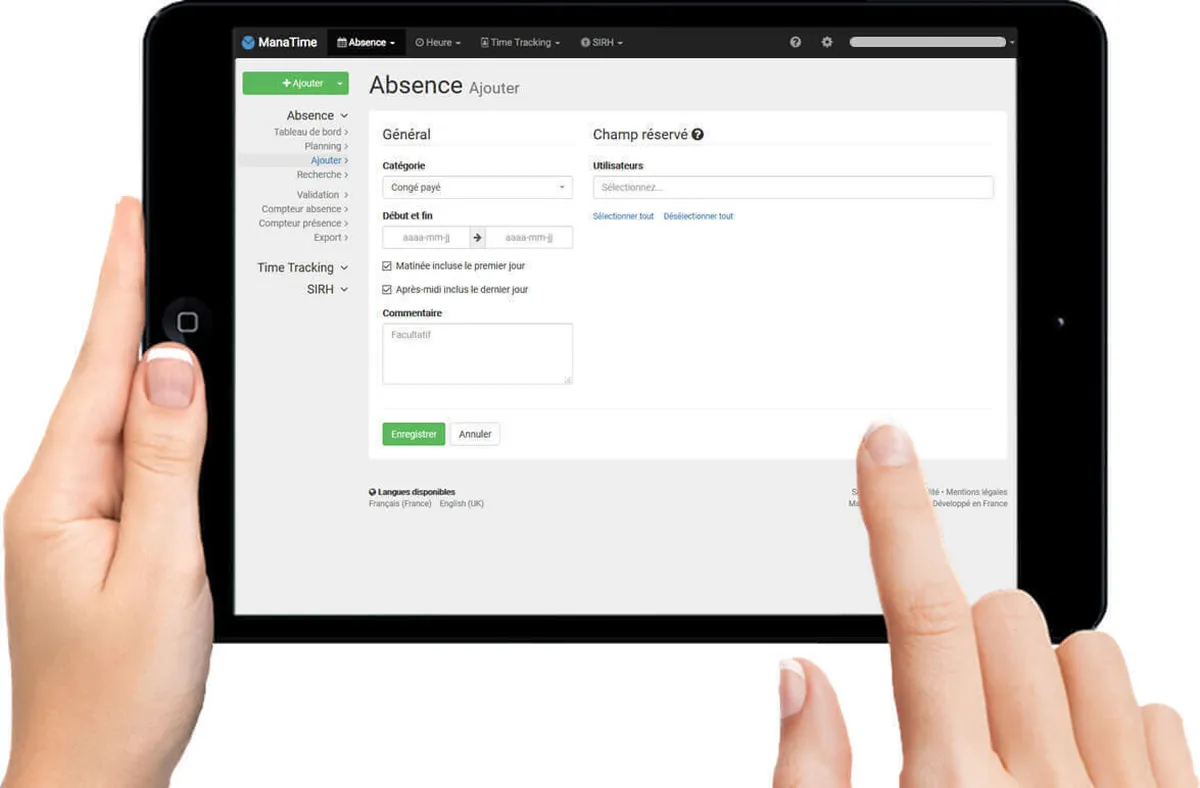 Manatime : test de l'interface de ce logiciel de gestion des présences / absences / congés pour entreprise