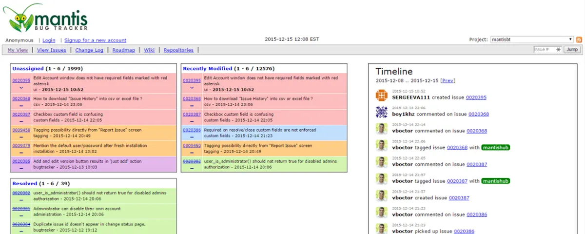 Mantis Bug Tracker : test de l'interface de ce logiciel de bug tracking / débogage pour entreprise Mantis Bug Tracker : test de l'interface de ce logiciel de bug tracking / débogage pour entreprise