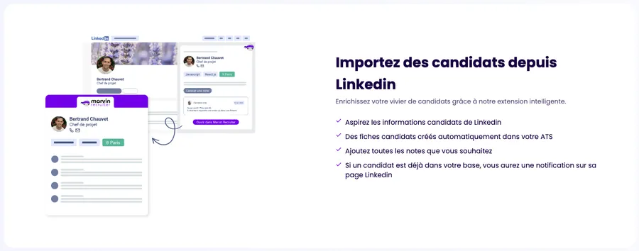 Marvin Recruiter : fonctionnalités intégrer des candidats