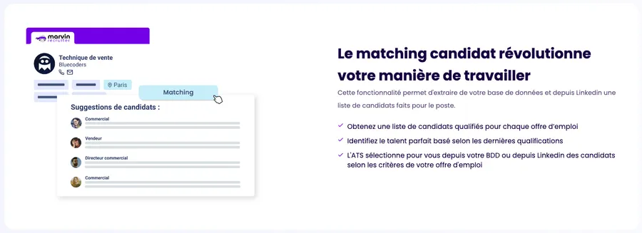 Marvin Recruiter : fonctionnalités retrouver des candidats