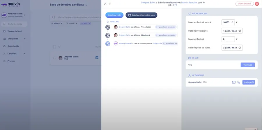 Marvin Recruiter : capture écran 2