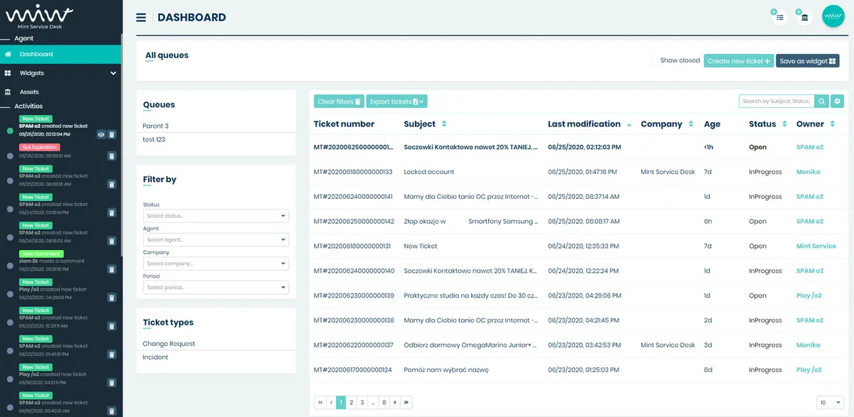 Mint Service Desk : test de l'interface de ce logiciel ITSM pour entreprise