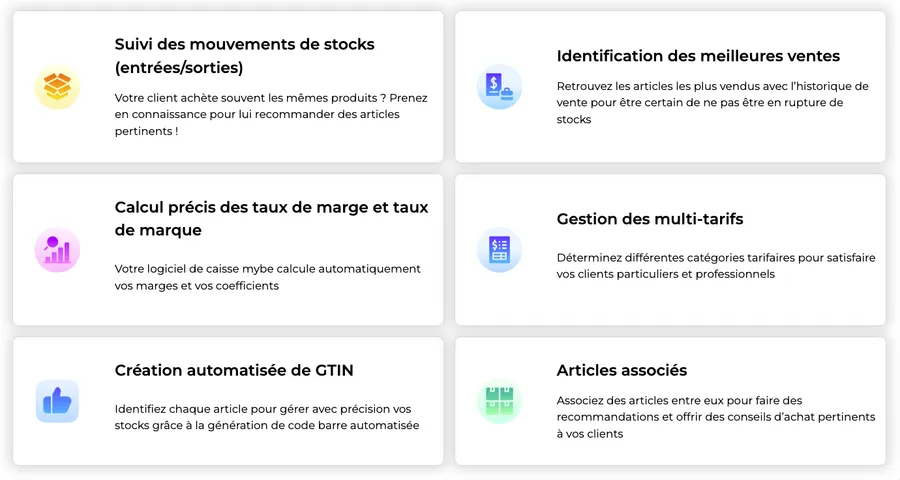 mybe : fonctionnalités gestion des stocks