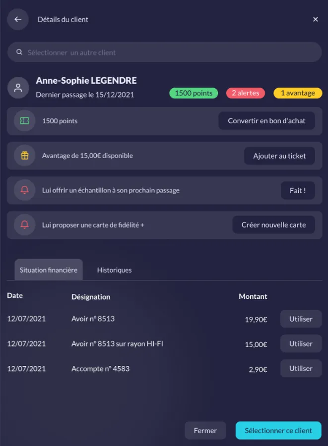 mybe : capture écran fidélité client