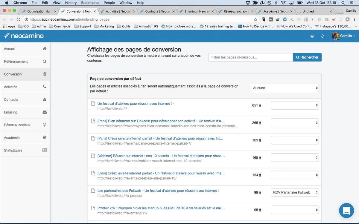 Neocamino : test de l'interface de ce logiciel de marketing pour entreprise Neocamino : test de l'interface de ce logiciel de marketing pour entreprise